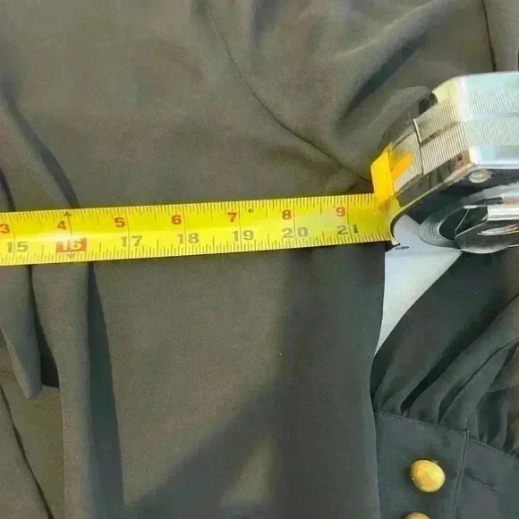 NWT - Allegra K Sheer Black Blouse w/gold button accents and bow (Size XL) - Picture 10 of 12